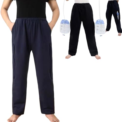 AUSTYLCO Urine Bag Holder Pants with Zippered Pockets Incontinence Catheter Pants Urine Bag Holder Trousers for Nephropathy Nephrostomy Cystostomy Eelderly