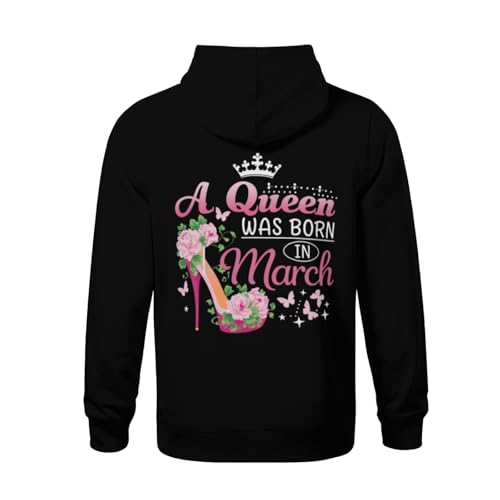 Kids Retro A Queen Was Born In March Boys Girls Lightweight Kangaroo Pocket Fleece Hoodies3