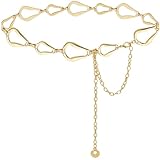 BAOKELAN Kettengürtel für Damen, Metall, klobiger Taillengürtel für Kleider, Gold C, Taille...