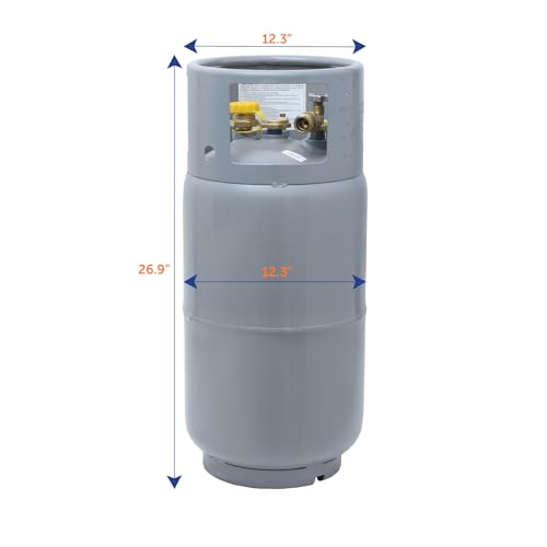 Flame King YSN335 - 33.5LB Steel Forklift Propane Tank Cylinder with Built-in Gauge, Gray
