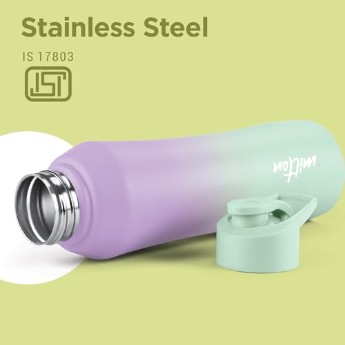 Image of MILTON Comet 1000 ISI Certified Stainless Steel Water Bottle I Leak Proof I Rust proof I Single Walled I Ideal for Office, School, Home, Gym, 1000 ml, Purple & Mint Green