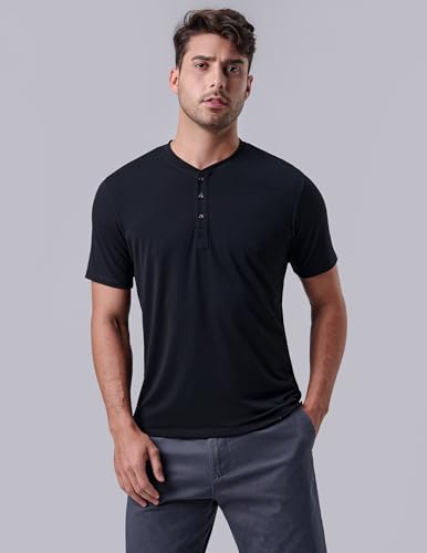 3-Pack: Men's Casual Henley Shirts – Comfort Soft Stretch Tees, Relaxed Fit 3-Button Summer T-Shirts3