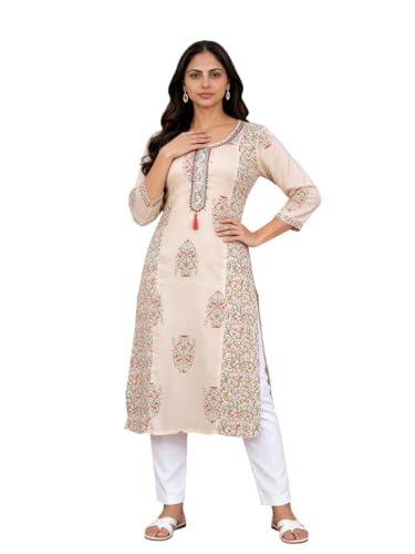 Kurta crème premium en taille XXXL au design raffiné pour femme