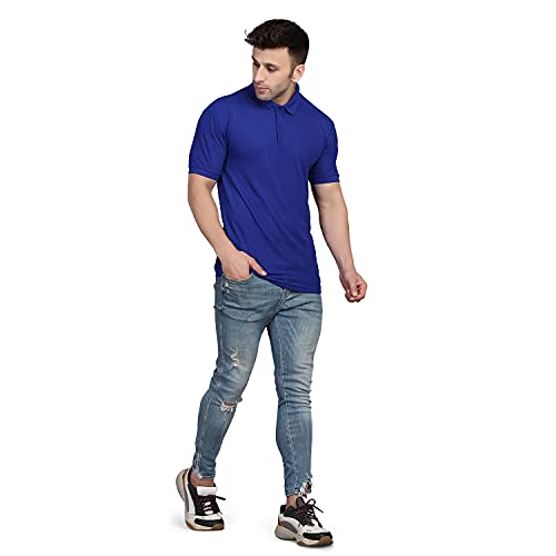 Image of INKKR Men's Solid Regular Fit T-Shirt (Rug B Polo(Maroon-Royal) XS