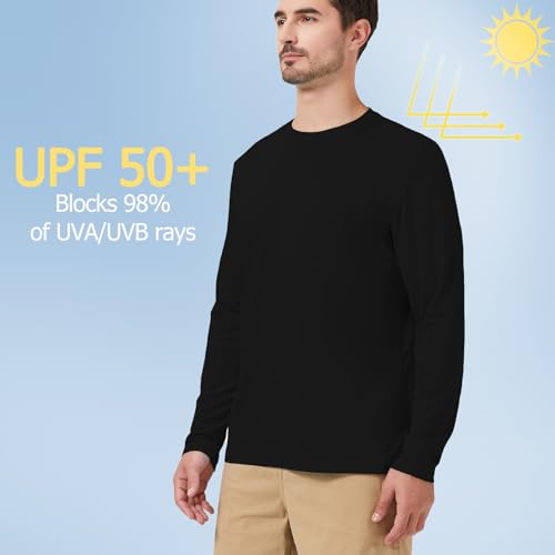 Men's Rash Guard Shirts Swim Shirts UPF 50+ UV Sun Protection Long Sleeve Shirts Lightweight Quick Dry Black 3XL2
