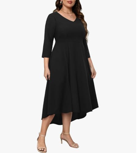 Image of C4D Women Plus Size V-Neck Party Cocktail High-Low Maxi Dress