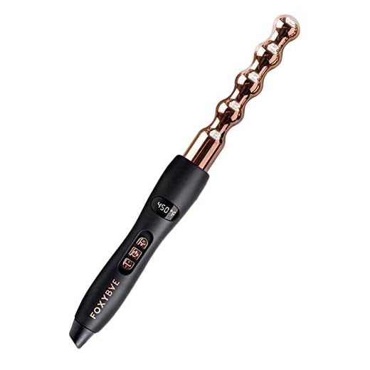 FoxyBae Rose Gold Pearl Curling Wand - Auto Shut Off Feature - Professional Curling Wand - Temperature Control Bubble Curling Wand - 360° Swivel Cord - Negative Ionic Electric Hair Curling Wand
