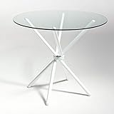 Esta maravillosa mesa de comedor de color blanco tiene 4 patas cruzadas y es una solución práctica que ahorra espacio para hogares modernos