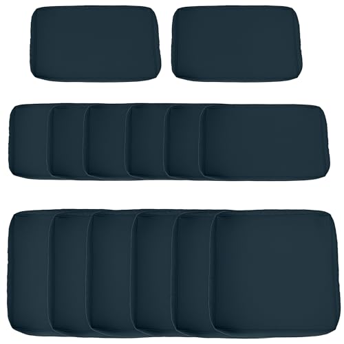 Outsunny Lot de 14 Housses de Rechange Coussins Salon de Jardin - 6 Housses Coussin d'assise, 8 Housses Coussin Dossier - Housses zippées Polyester déperlant Bleu