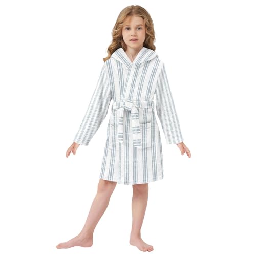 Kids Bath Robes Girls Seamless Vertical Stripes Texture Hooded Robe2