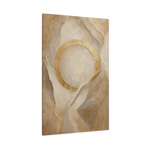 Tableau abstrait cercle d'or pour salon au-dessus du canapé 80x120cm