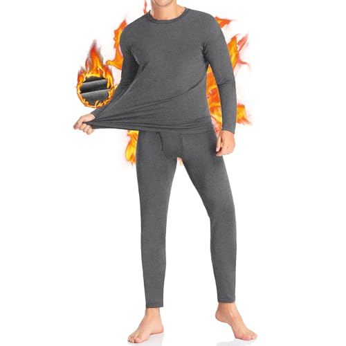 SIMIYA Thermal Underwear Set for Men Long Johns with Fleece Lined Long Sleeve Base Layer Set Top...