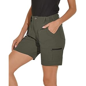 VAYAGER Women's Hiking Cargo Shorts Quick Dry Lightweight Stretch Shorts Golf Fishing Outdoor Casual Shorts Green X-Large