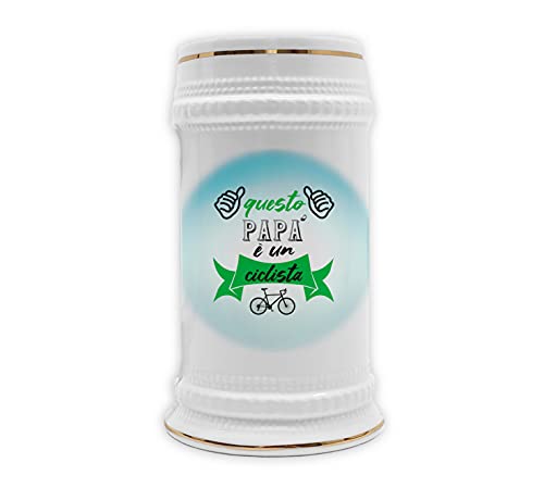 Boccale da Birra Papà Ciclista Questo Papà è un Ciclista Boccali Ceramica con scritta Festa del Papà Simpatica Idea Regalo