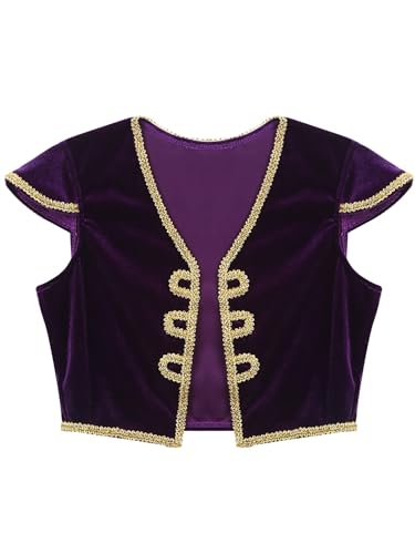 Kids Boys Arabian Prince Vest Sleeveless Open Front Waistcoat Vest Top for Stage Party