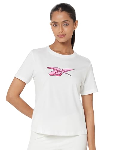 Image of Reebok Women's 100% Cotton Casual T-Shirt - Pure Cotton Soft Breathable Slim Fit Half Sleeve Tee for Men | Round Neck Tshirt for Men Cotton Tshirt