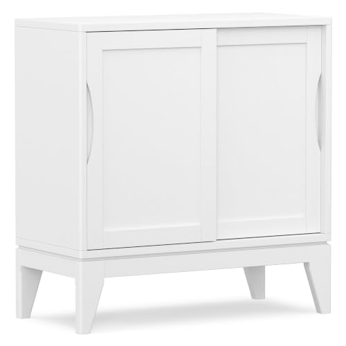 SIMPLIHOME Harper 30" Wide Solid Wood Storage Cabinet in White by SIMPLIHOME - Used condition - US$314.05