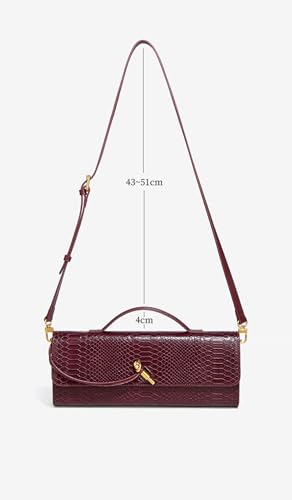 Bolso de cuero para mujer con estampado cocodrilo miniatura 5