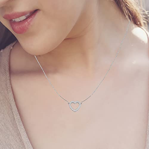 Image of LeCalla 925 Sterling Silver Heart Necklace for Women | 14K Gold & Rose-Gold Plated Love Heart Pendant Necklaces | Romantic, Inspirational Pendant Jewelry Gifts for Wife, Mom, Girlfriend
