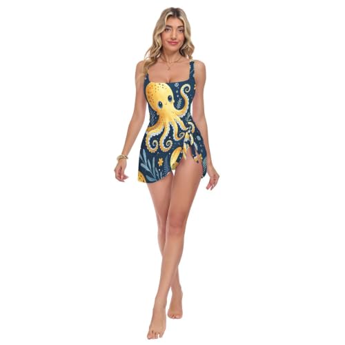 Maillot de bain une pièce détachable femme imprimé fleurs et poissons