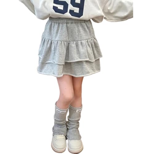 [VOKLLIYU] �L�b�Y �X�J�[�g ���̎q �~�j�X�J�[�g ���n �J�W���A�� ���� A���C���X�J�[�g �w�� �ʊw �ʉ� ���� �X�� �E�G�X�g�S�� �C���i�[�t 90-160cm (�O���[, 130)