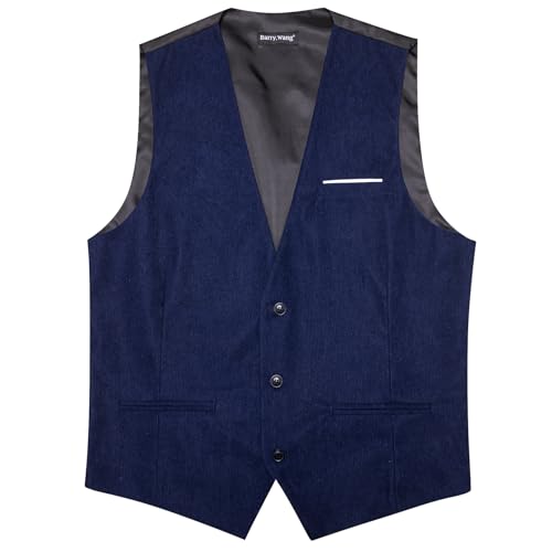 Image of Barry.Wang Mens Outdoor Corduroy Vests Vintage Western Cowboy Sleeveless V-neck Waistcoat Retro Casual Vest