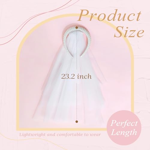 Bachelorette Party Pearl Headband with Detachable Veil White Pearl Headpiece Bridal Veils 2 Tier Tulle Wedding Veils Decorations Gift for Bridesmaids Brides3