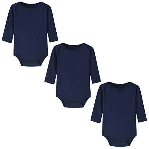 BINIDUCKLING - BINIDUCKLING Baby Boy Girl Bodysuit 3-Pack Long Sleeve Navy 24 Months - -7%