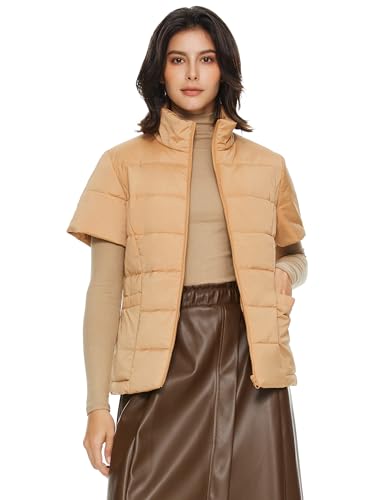 Orolay Women's Warm Insulated Vest Lightweight Stand Collar Cap Sleeve Jacket Zip up Gilet with Pockets Khaki S Orolay Women's Warm Insulated Vest Lightweight Stand Collar Cap Sleeve Jacket Zip up Gilet with Pockets Khaki S