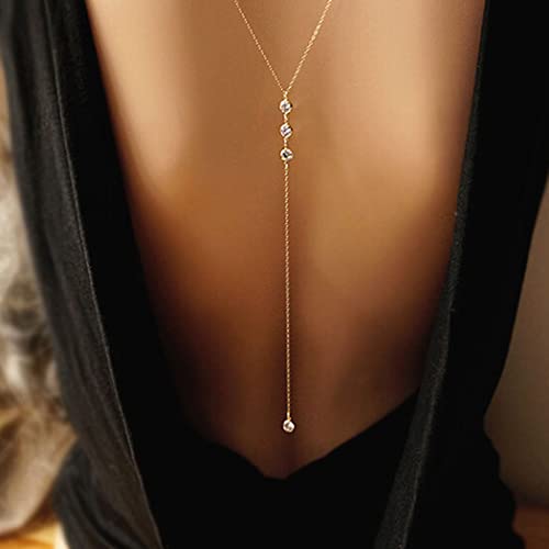 Artmiss Wedding Backdorp Necklace Crystal Gold Y Necklace Long Chain for Women and Brides2