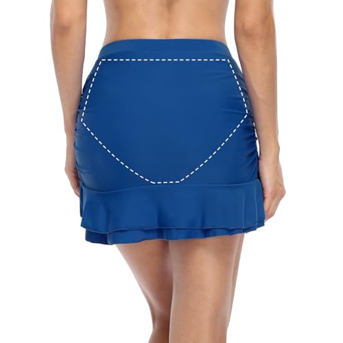 Image of Hilor Women's Skirted Bikini Bottom High Waisted Swim Bottom Shirred Ruffle Swim Skirt