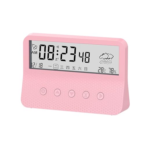 WEYIMVTO Reloj Despertador Digital LED Reloj de Mesa Sencillo con función de repetición de Alarma y dígitos Grandes, Ideal for Dormitorio, Mesa, hogar, Cocina y Viajes.(Pink,Without Backlight)