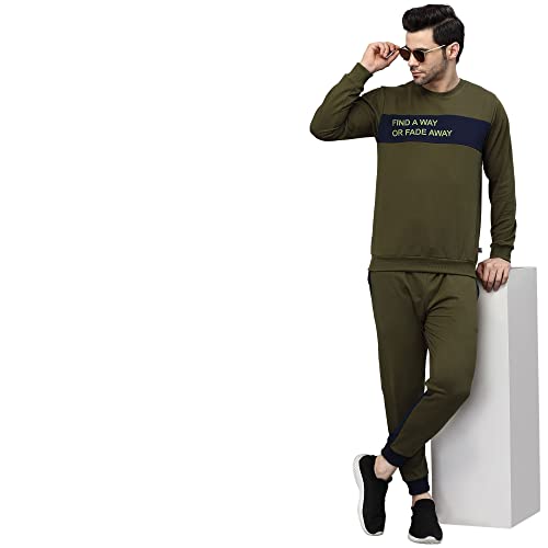 Image of Rigo Round Neck Full Sleeve Terry Track Suit For Men | Regular Fit Plus Sizes Tracksuit for Men's | Co-ord Set For Men