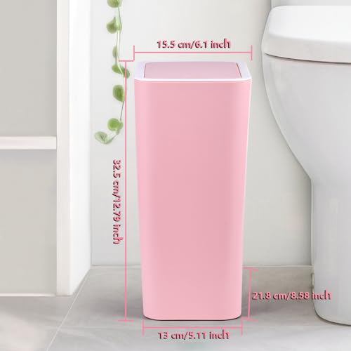 Image of Eleckey Small Trash Can with Lid(Pink) - 2 Pack