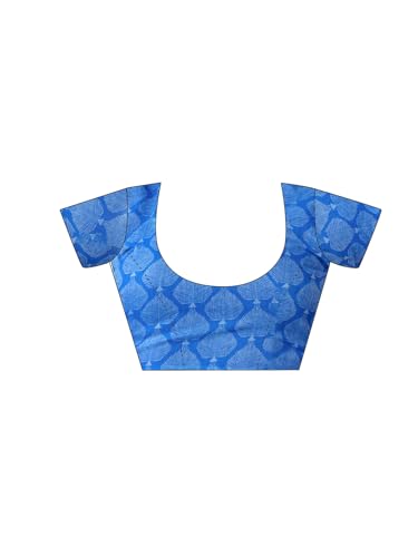 Image of Satrani Women's Chanderi Cotton Printed Ready To Wear One Minute Pre Stitched Saree with Unstitched Blouse Piece