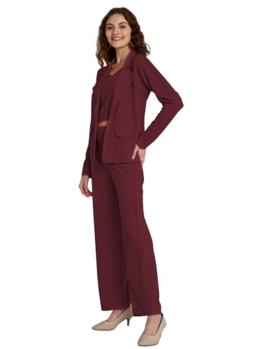 Image of GRECIILOOKS Co-ord Set for Women - Stylish Casual 3 Piece Blazer Set | Trendy Travel & Streetwear Look for Girls & Woman | Office Wear | Formal | Classic Collar Full Sleeve Blazer