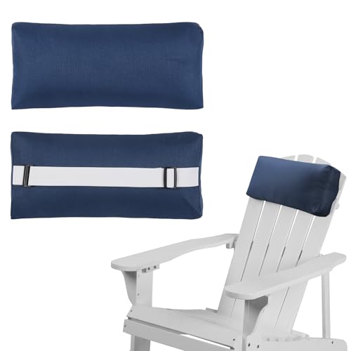 Rasugarlary Chaise Lounge Head Pillow 2 Pack Outdoor Patio Pillows with Adjustable Strap Lounge Head Resting Pillow for Recliner Beach Pool Lounger Office Chair(Navy Water Resistant)