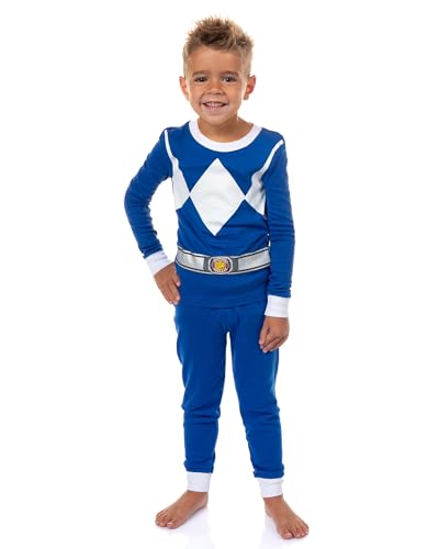 Power Rangers Toddler Boys Blue Ranger Character Costume Sleep Pajama Set (4T)
