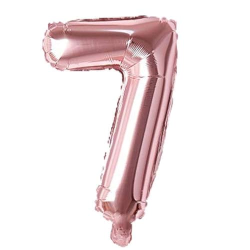 Image of Rozi Decoration 16-Inch Rose Gold Foil Number 7 Balloon - Helium-Ready 1-Pack Party Supplies for 7th Birthday & Anniversary