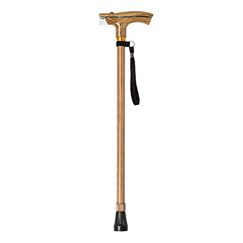 Imita bastón de Madera, bastón Ajustable con luz LED, luz de aleación de Aluminio y muletas multifuncionales duraderas para Ancianos