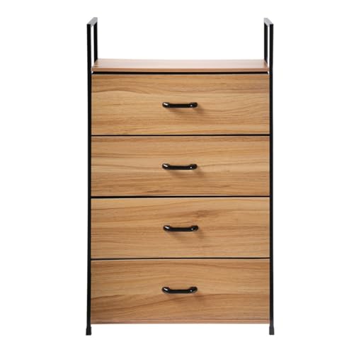 Chifonier De 4 Cajones, Frente Decorado En Madera - L60 Cm