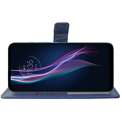 Image of Solimo Flip Leather Mobile Cover (Soft & Flexible Back Case) for Motorola One Fusion Plus (Blue)