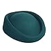 Womens Fascinators Hats Vintage 60s Wool Cap Stewardess Pillbox Hat Teardrop Cocktail Fascinator Base Hair Clip Dark Green