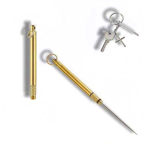 Portable Titanium Toothpick, Multi-Functional Reusable Stainless Steel Toothpick for Camping, Hiking, Travel & Home - Extendable, Waterproof, Rust-Proof, Easy Clean Dental Pick & Fruit Pick (Gold)