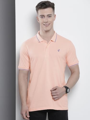 Image of The Indian Garage Co Men Slim Fit Solid Polo Neck Half Sleeves Tshirt