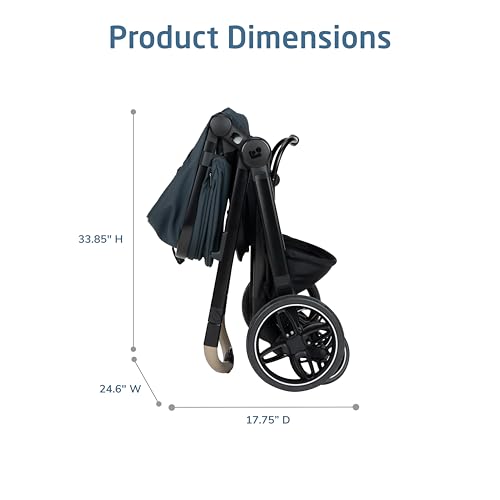 Maxi-COSI Zelia Pro 5-in-1 Travel System with Mico Pro Infant Car Seat, Baby Stroller Combo, Reversible Seat, Large Wheels, Adjustable Handle, Newborn to Toddler, Lightweight, Seascape - Thumbnail 3