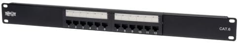 Tripp Lite 12-Port Cat6 Patch Panel 568B 110 Punch Down RJ45 1URM TAA GSA (N252-012), Black