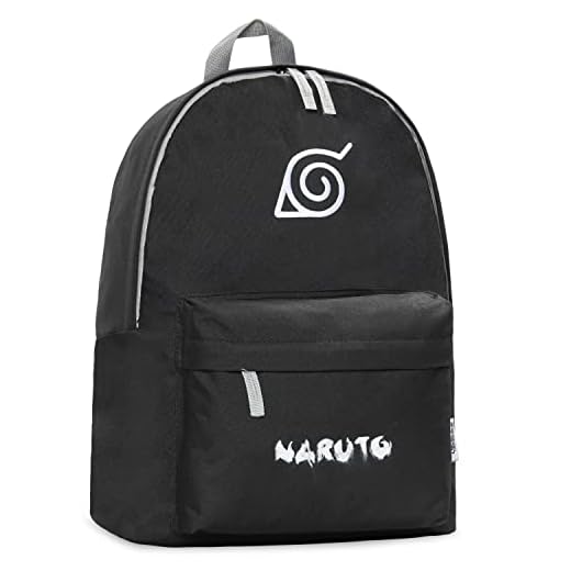 Naruto Mochila Escolar Adolescente, Mochilas Escolares de Anime (Negro/Blanco)