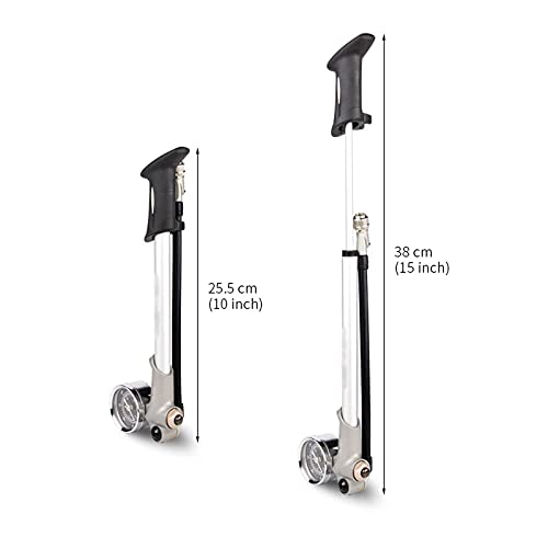 Pompe à vélo pliable haute pression en aluminium argenté durable - 2