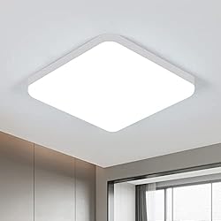 Lamparas De Techo Baño Baratas Seamoon Lámpara de Techo LED 32W Luz de Techo Delgada Cuadrada Blanca 220V Luz Blanca 6500K Protección Ocular 30000 Horas de Vida Útil Adecuado para Hogar, Comercio y Oficina